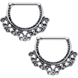 14G 1/2 Steel Tribal Heart Filigree Nipple Clicker Set