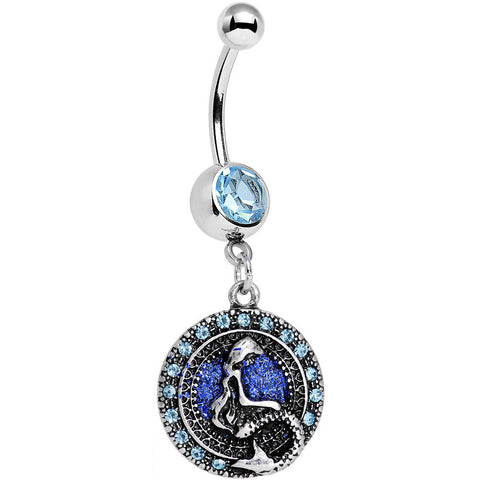 Aqua Gem Mythical Mermaid Dangle Belly Ring