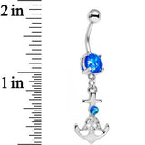 Aqua Faux Opal Celtic Knot Anchor Dangle Belly Ring