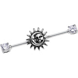 14G Clear CZ Steel Celestial Sun and Moon Industrial Barbell 38mm