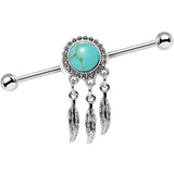 14G Faux Turquoise Southwest Dreamcatcher Industrial Barbell 38mm