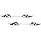 14G 9/16 Steel Fly with the Angel Wings Nipple Barbell Set