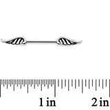 14G 9/16 Steel Fly with the Angel Wings Nipple Barbell Set