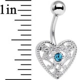 Aqua Gem Heavy Heart Belly Ring