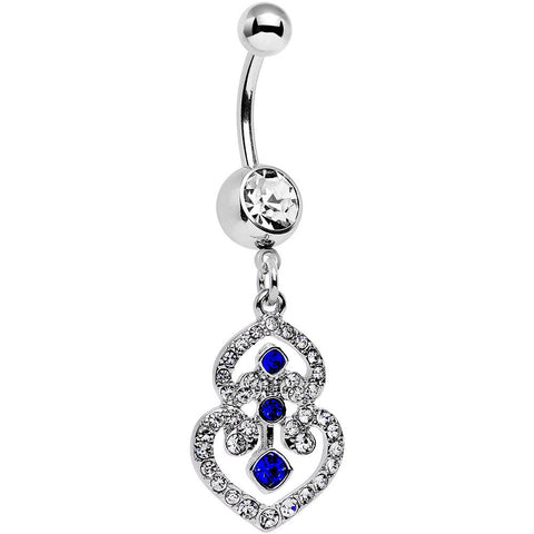 Clear Blue Gem Fancy Delilah Dangle Belly Ring