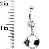 Clear Black Gem Love My Tortoise Heart Dangle Belly Ring