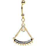 Clear Aurora Gem Gold Anodized Euclidian Arc Dangle Belly Ring