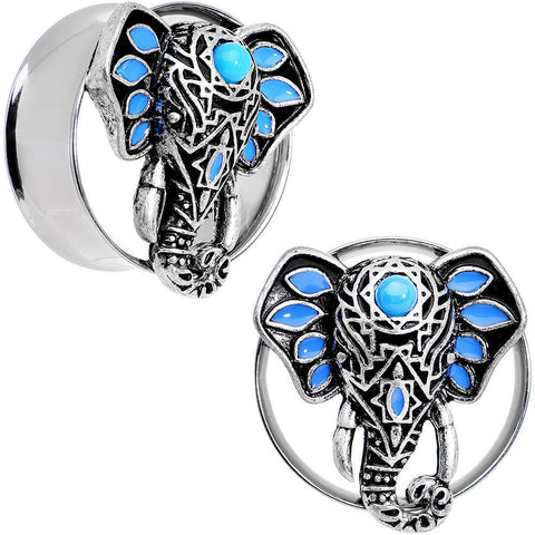 25mm Faux Turquoise Bound for Bali Elephant Tunnel Plug Set