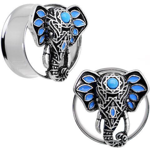 7/8 Faux Turquoise Bound for Bali Elephant Tunnel Plug Set