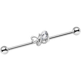 14G Clear Gem Frolicking Butterfly Industrial Barbell 38mm