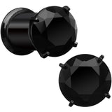 2G Black CZ Gem Black IP Bling Double Flare Plug Set