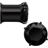 0G Black CZ Gem Black IP Bling Double Flare Plug Set
