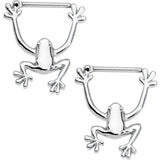 14G 1/2 Stainless Steel Hang with Me Frog Nipple Clicker Set