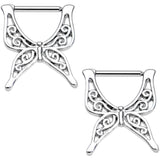 14G 1/2 Stainless Steel Swirly Wing Butterfly Nipple Clicker Set