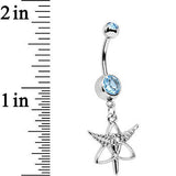 Aqua Gem Heroic Heralds Staff and Trinity Dangle Belly Ring