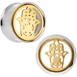 3/4 Steel Sunlit Hamsa Hand Screw Fit Tunnel Plug Set