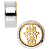 25mm Steel Sunlit Hamsa Hand Screw Fit Tunnel Plug Set