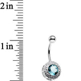 Aqua Gem Cute as a Button Lattice Frame Belly Ring