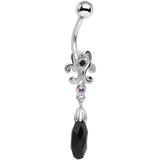 Aurora Black Gem Filigree Drop Dangle Belly Ring