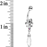 Black Aurora Clear Gem Filigree Drop Dangle Belly Ring