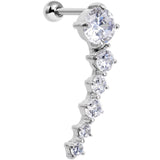 18G 5/16 Clear Gem Cascading Curved Left Ear Cartilage Earring