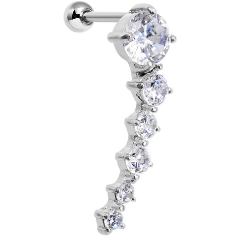 18G 5/16 Clear Gem Cascading Curved Left Ear Cartilage Earring