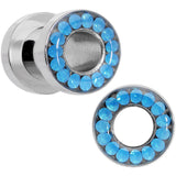 2G Blue Faux Opal Screw Fit Tunnel Plug Set
