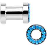 2G Blue Faux Opal Screw Fit Tunnel Plug Set