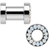 2G White Faux Opal Screw Fit Tunnel Plug Set