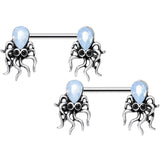 14G 9/16 Light Blue Faux Opal Whimsical Octopus Nipple Ring Set