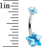 Aqua Gem Dynamic Duo Super Star Internally Threaded Belly Ring