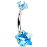 Aqua Gem Dynamic Duo Super Star Internally Threaded Belly Ring