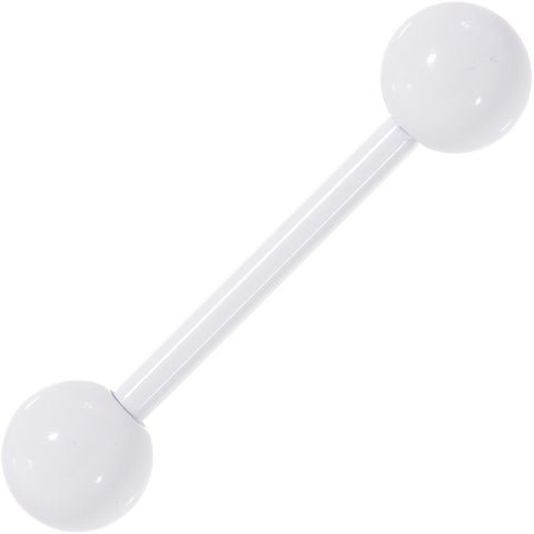 14G 5/8 White Enamel Coated Stainless Steel Straight Barbell