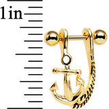 3/8 Gold Plated Toss Your Anchor Left Dangle Cartilage Earring