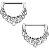 14G 9/16 Stainless Steel Fancy Filigree Nipple Clicker Set