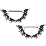 14G 1/2 Stainless Steel Halloween Bat Wings Nipple Clicker Set