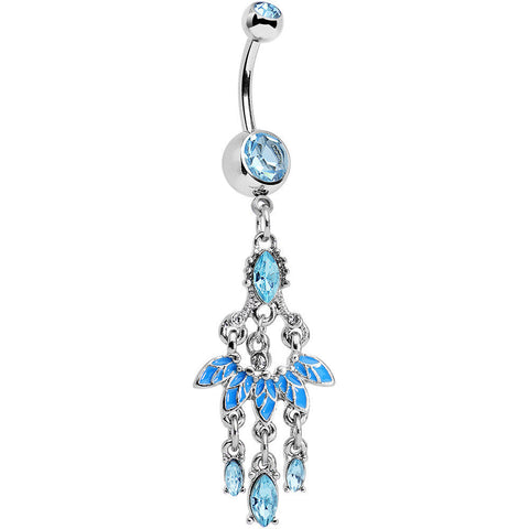 Aqua Gem Blue Belle of the Ball Fan Chandelier Belly Ring