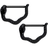14G 9/16 Black Anodized Slithering Snake Nipple Clicker Set