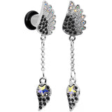2G Aurora Black Gem Arial Angel Wings Dangle Plug Set