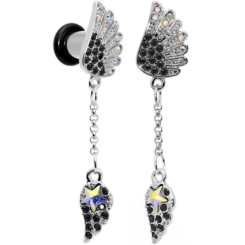 2G Aurora Black Gem Arial Angel Wings Dangle Plug Set