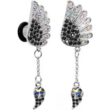 0G Aurora Black Gem Arial Angel Wings Dangle Plug Set