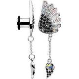 0G Aurora Black Gem Arial Angel Wings Dangle Plug Set
