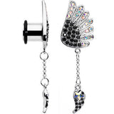 00G Aurora Black Gem Arial Angel Wings Dangle Plug Set
