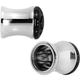 0G Steel Black Filigree Duet Heart Saddle Plug Set