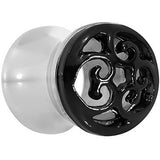 0G Steel Black Filigree Duet Heart Saddle Plug Set
