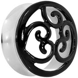 28mm Steel Black Filigree Duet Heart Saddle Plug Set