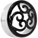 30mm Steel Black Filigree Duet Heart Saddle Plug Set