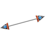 14G Blue Orange Artistic Deco Arrowhead Industrial Barbell 38mm