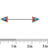 14G Blue Orange Artistic Deco Arrowhead Industrial Barbell 38mm