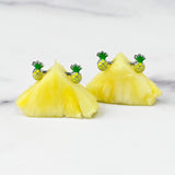 14G 1/2 Steel Yellow Green Pineapple Barbell Nipple Ring Set